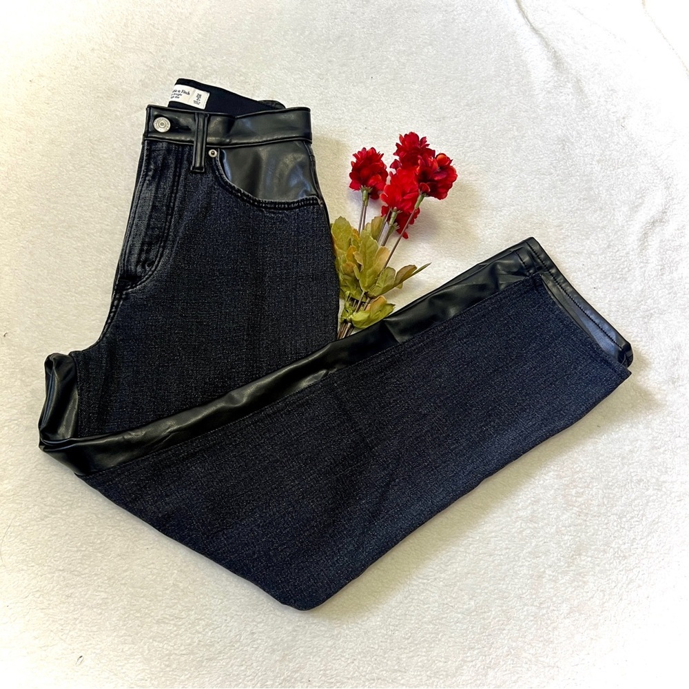 Abercrombie & Fitch Ankle Straight High Rise Faux Leather Jeans - Size 26/2S